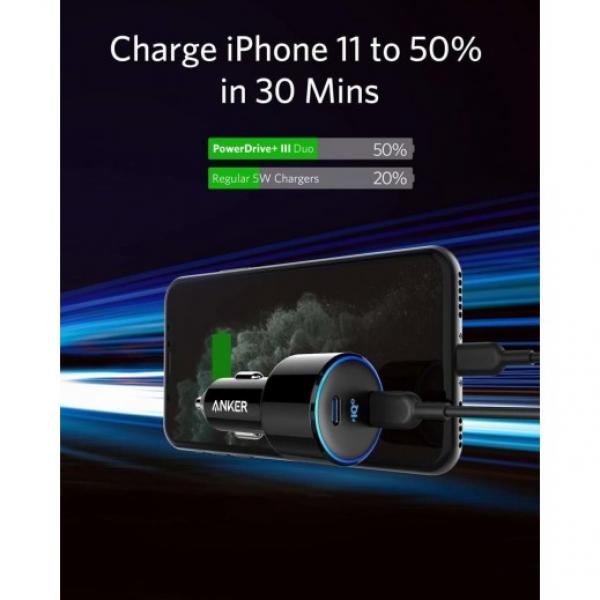 Anker PowerDrive+ III Duo - Black 48W &amp; PIQ 3 (Black)