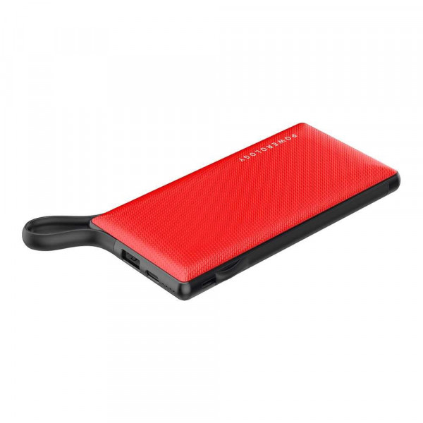 Powerology 6 in 1 Power Station 10000mAh with Built-In Cable (Red)