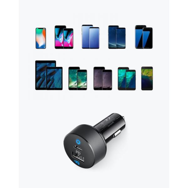 Anker PowerDrive PD＋2 35W (20W PD+15W) Black+Gray