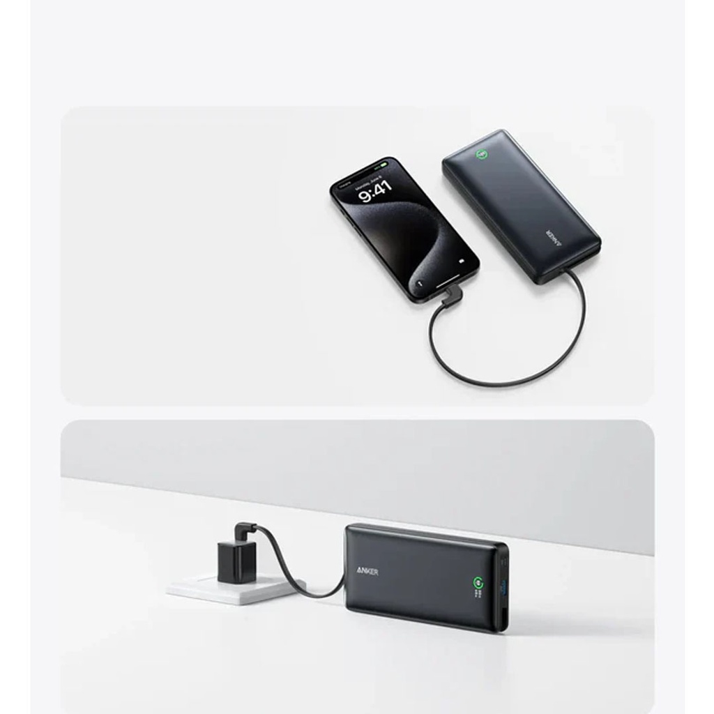Anker Nano Power Bank (20K, 30W, Built-In USB-C Cable) (Black)