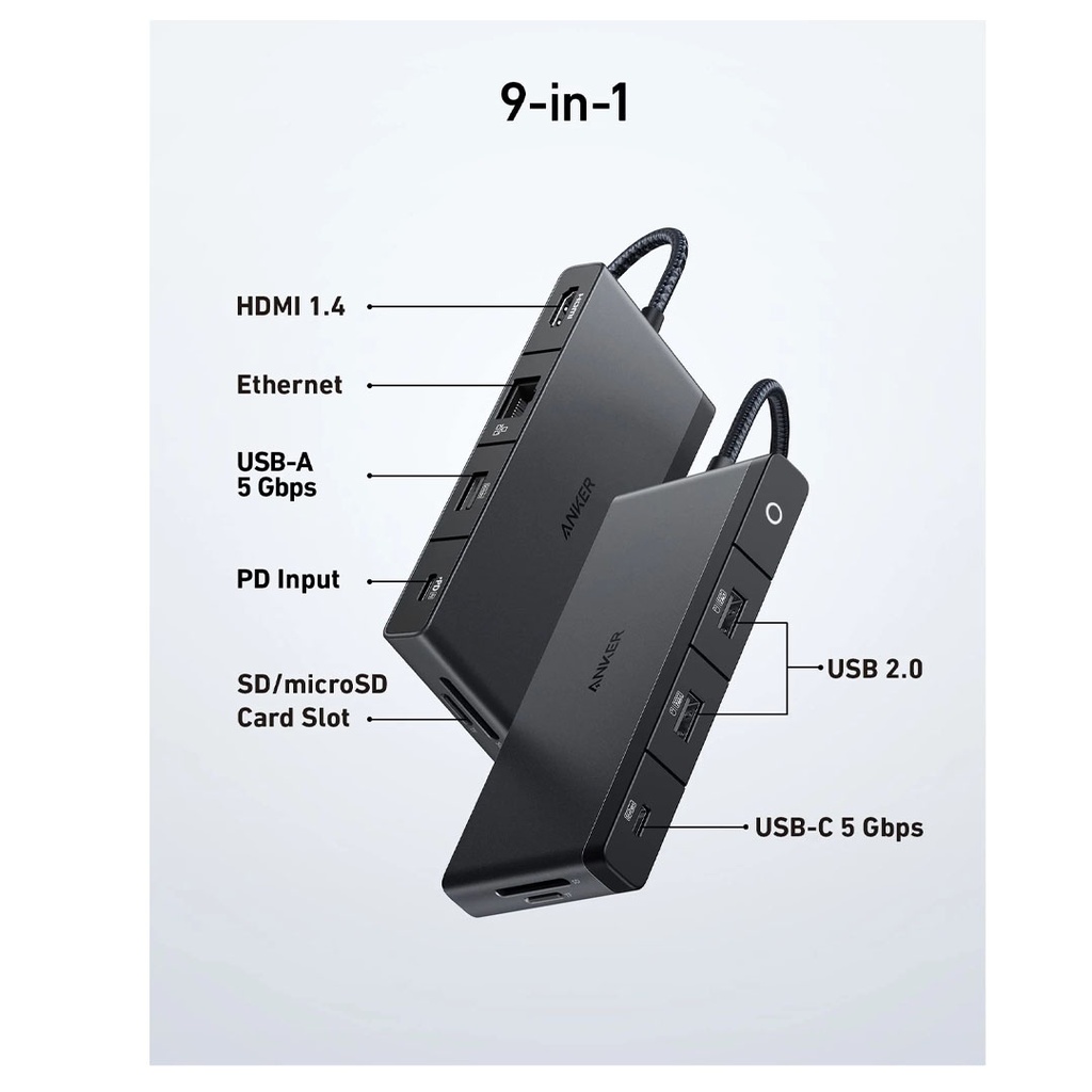 Anker 552 USB-C Hub (9-in-1, 4K HDMI) (Black)