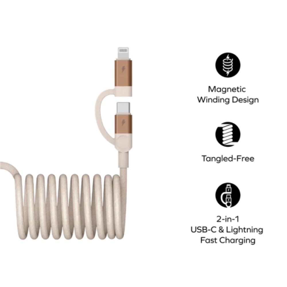 Momax Mag.link USB-C to C & Lightning Magnetic Cable 1m (Desert Titanium)