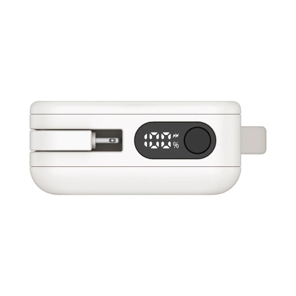 Momax 1-Power Vital+ 10000mAh Battery Pack with Built-in USB-C and Lightning Cable (White)