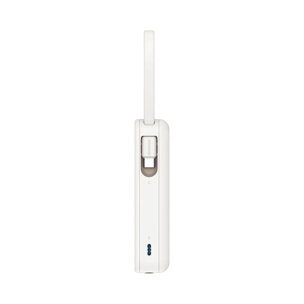 Momax 1-Power Vital+ 10000mAh Battery Pack with Built-in USB-C and Lightning Cable (White)