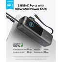 Anker Power Bank (25K, 165W, Built-In and Retractable Cables) (Black)