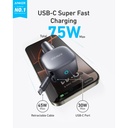 Anker nano Car Charger (75W, USB-C Port, Built-in Retractable USB-C Cable) (Silver)