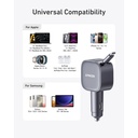 Anker nano Car Charger (75W, USB-C Port, Built-in Retractable USB-C Cable) (Silver)