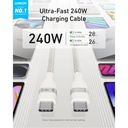 Anker USB-C to USB-C Cable 240W (Upcycled-Braided) (1.8m/6ft) (White)