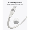 Anker USB-C to USB-C Cable 240W (Upcycled-Braided) (1.8m/6ft) (White)