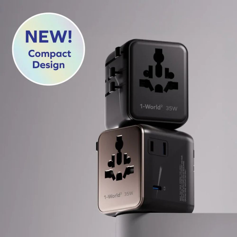 Momax 1-World2 35W 5-Port Dual AC Travel Adaptor (Desert Titanium)
