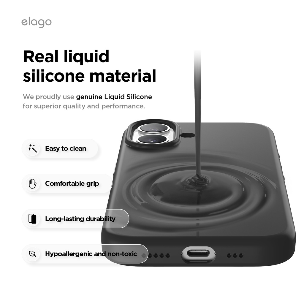 Elago Magnetic Silicone Case for iPhone 17 (Black)