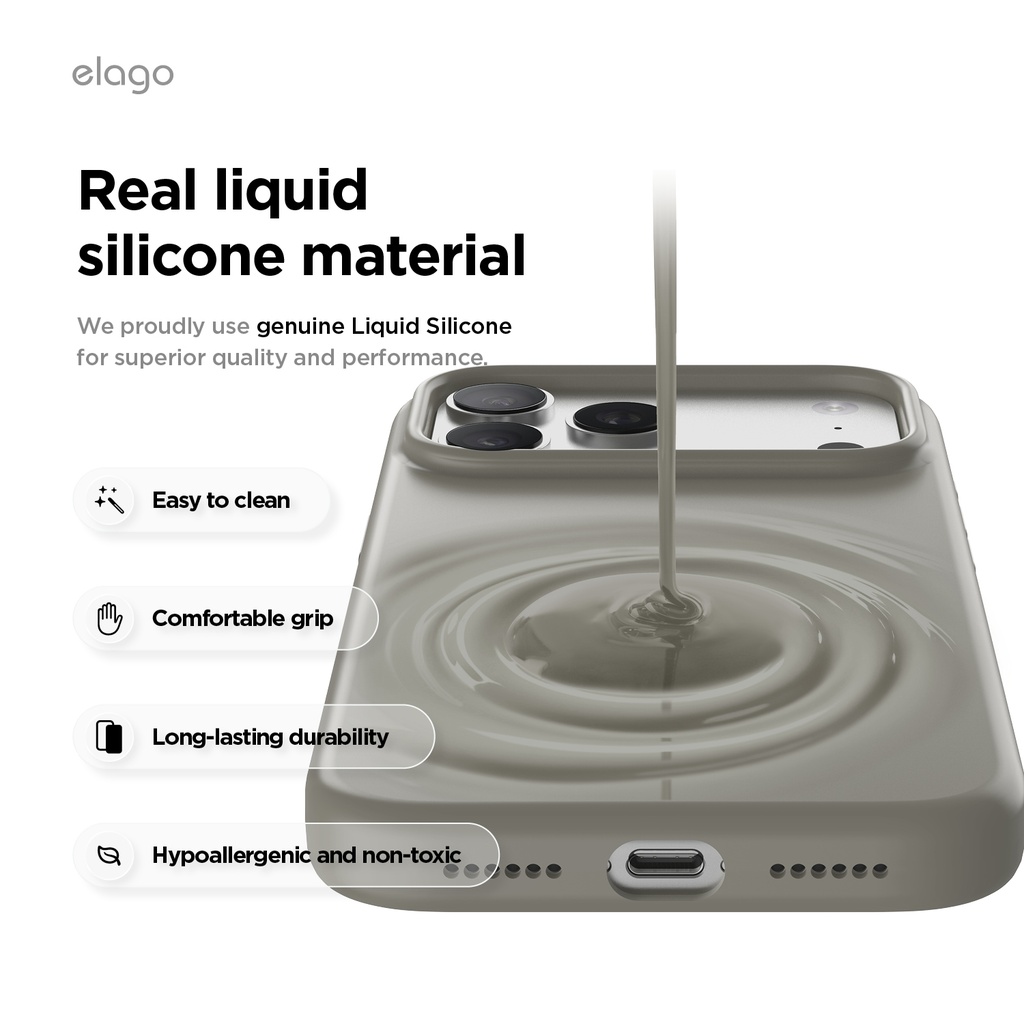 Elago Magnetic Silicone Case for iPhone 17 Pro (Medium Gray)