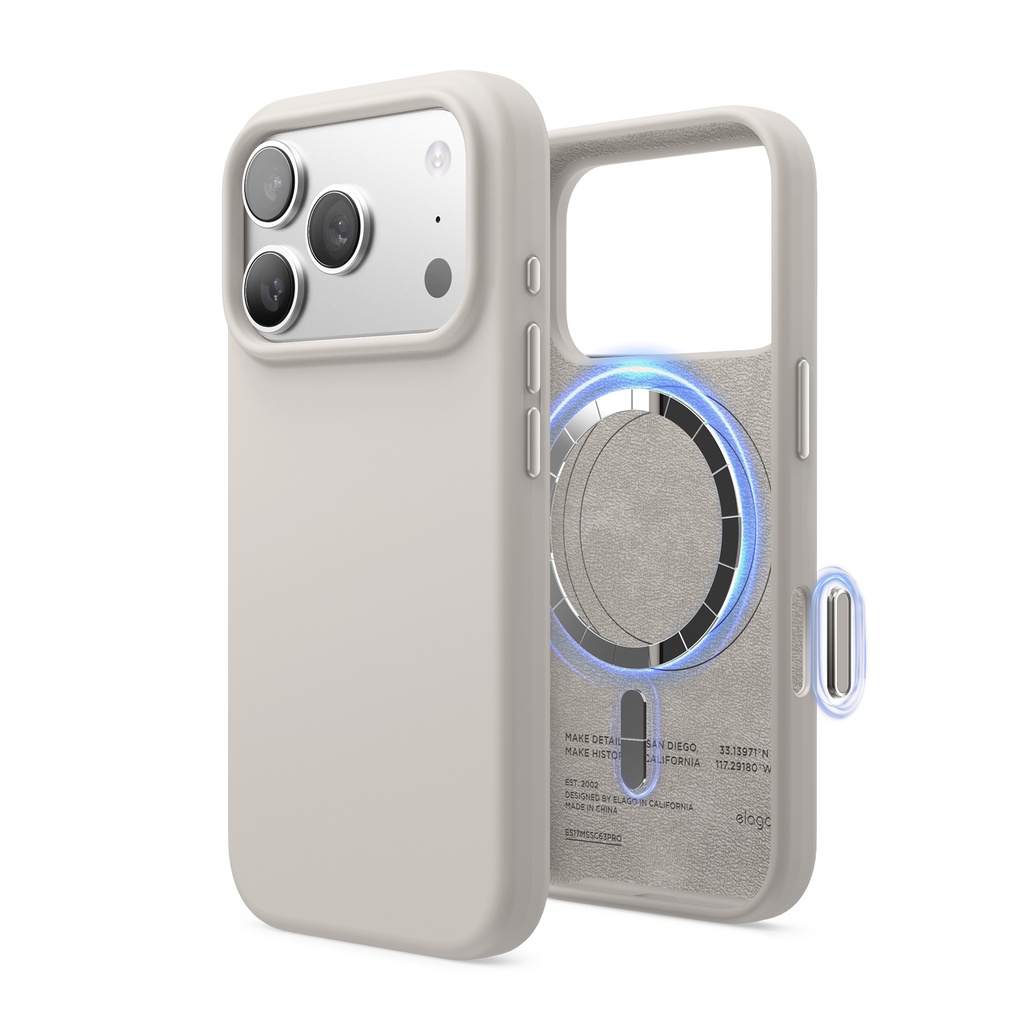 Elago Magnetic Silicone Case for iPhone 17 Pro (Stone)