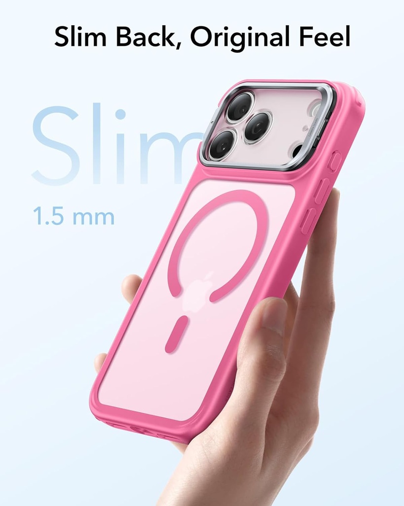 ESR HaloLock Classic Hybrid Case with Stash Stand for iPhone 17 Pro Max (Frosted Pink)