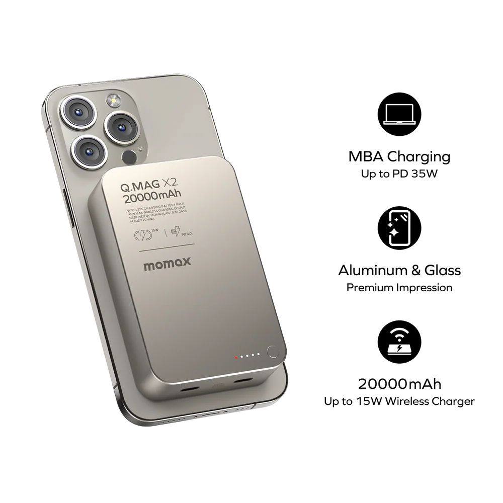 Momax Q.Mag X2 35W 20000mAh wireless battery pack (Titanium)