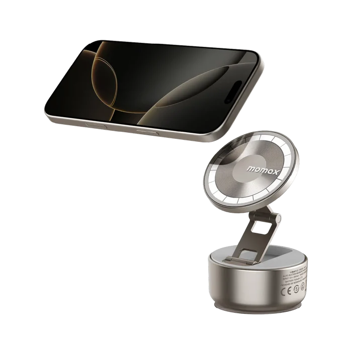 Momax 1-SNAP GO Auto Suction Magnetic Phone Stand (Titanium)