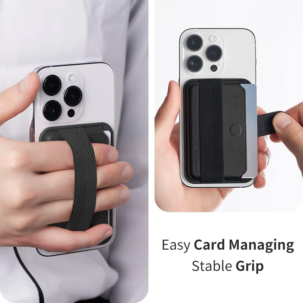 Sinjimoru M-Pull Tab Stand Magsafe Wallet (Black)