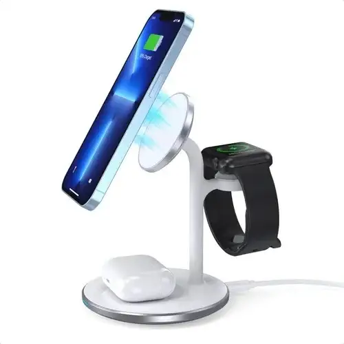 Choetech 15W 3-in-1 Magnetic Wireless Charging Stand (White)