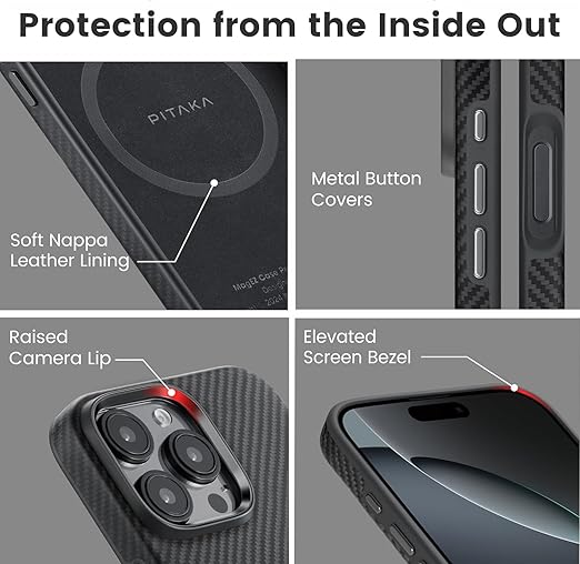 Pitaka Woven Slim Case iPhone 16 Pro Max (Black/grey)