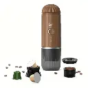iCafilas 2-in-1 Portable Espresso Maker with Heating (Brown)