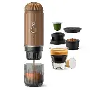 iCafilas 2-in-1 Portable Espresso Maker with Heating (Brown)