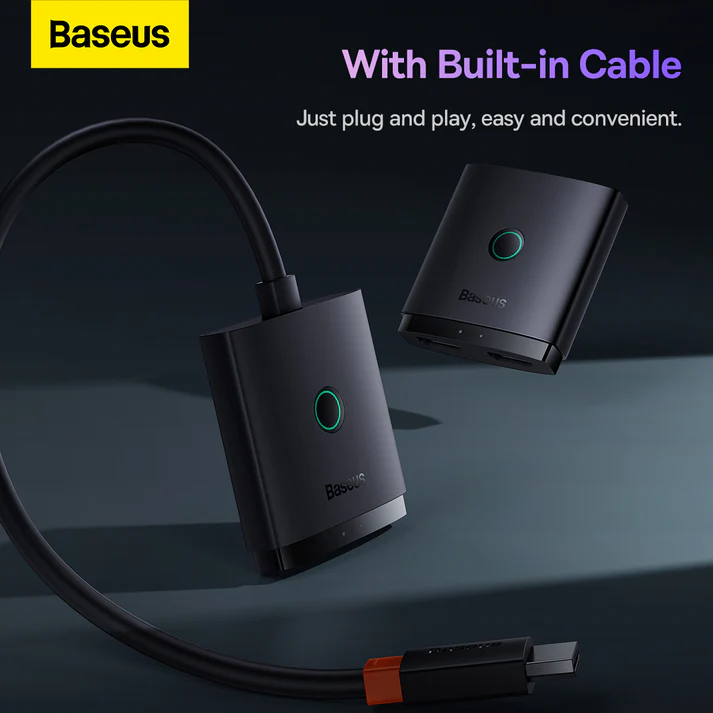 Baseus AirJoy Series 2-in-1 Bidirectional HDMI Switch with 1m Cable (Cluster Black)