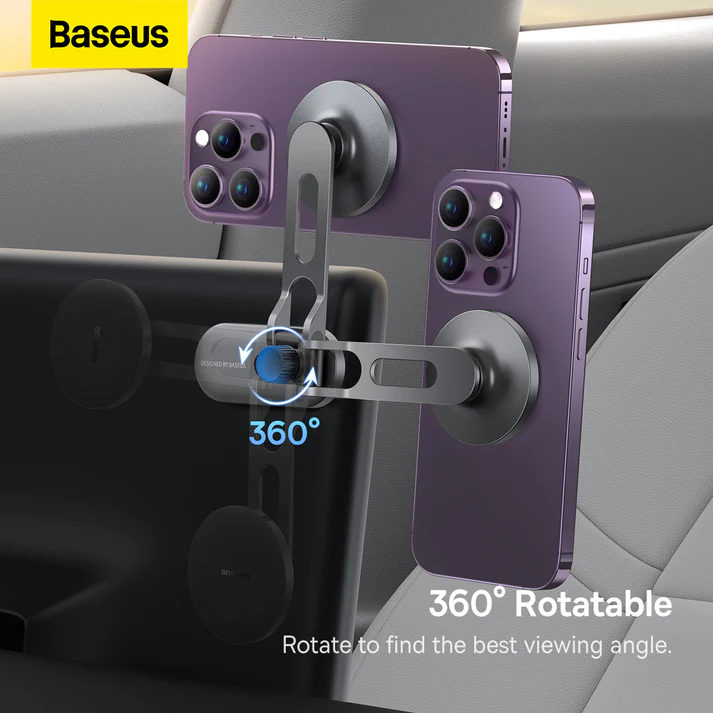 Baseus T-Space Series Folding Metal Car Mount Magnetic Phone Holder (Frost Silver)