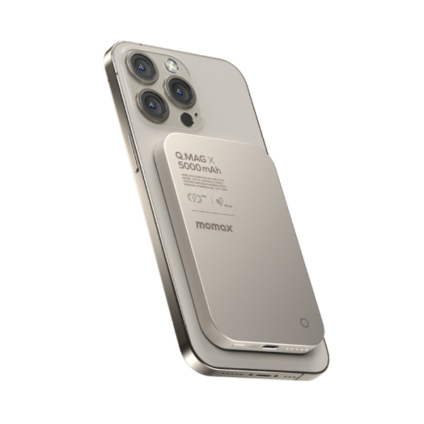 Momax 1-Power S.Pass 5000mAh Qi2 Magnetic Wirteless Battery Pack (TITANIUM)