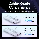 Vention Power Bank 10000mAh with Built-in USB-C and Lightning Cables (White)