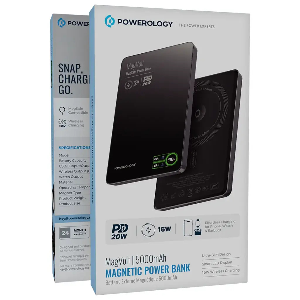 Powerology MagVolt Magnetic Power Bank 5000mAh (Black)