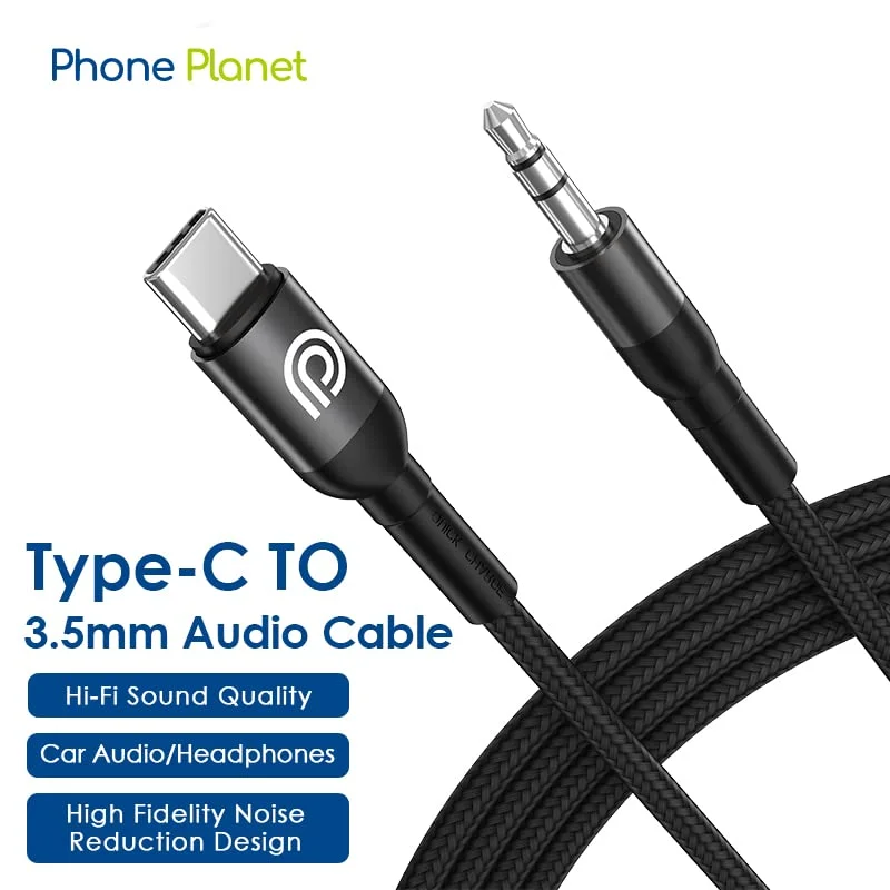 Phone Planet Braided Type C - AUX Audio Cable 1.2M (Black)