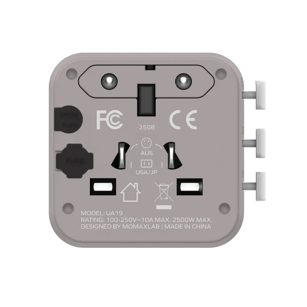 Momax 1-World Travel Adaptor (Gray)