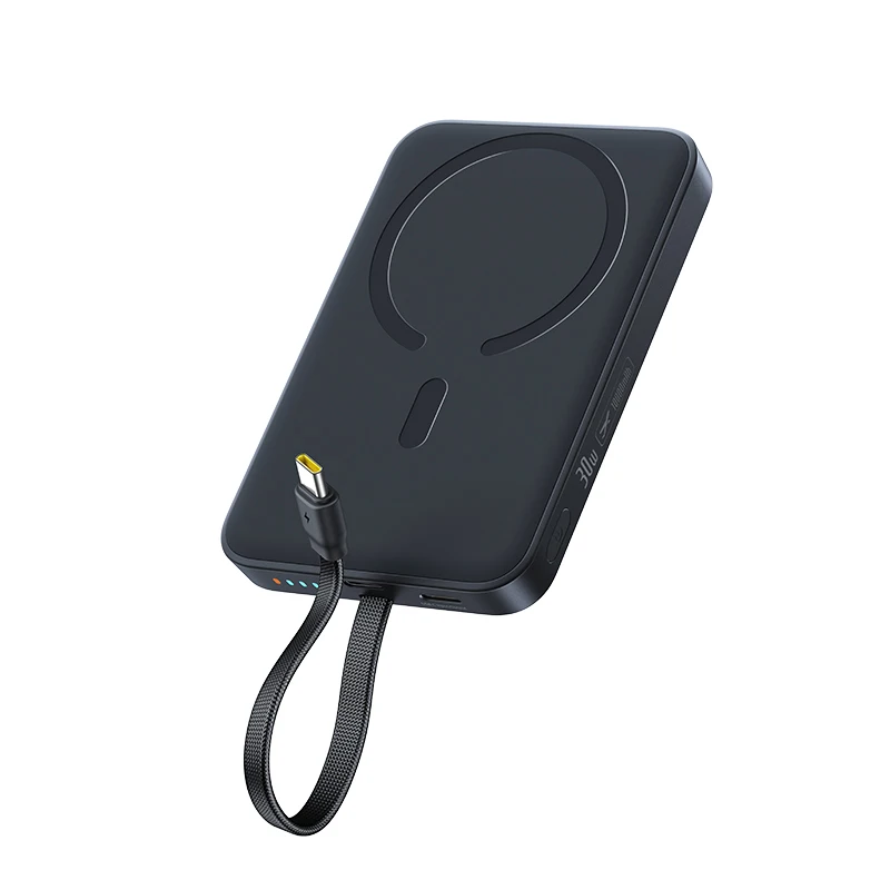 Baseus EnerFill FM11 Magnetic Wirless 15W Power Bank with Built-in USB-C Cable 10000mAh 30W - Cosmic Black