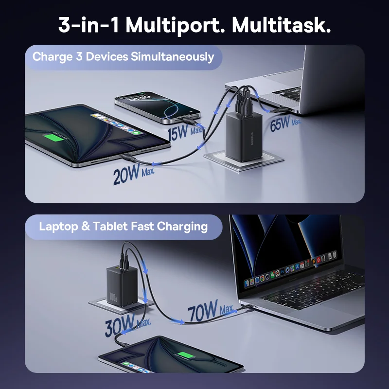 Baseus EnerFill FE11 Fast Charger 2C+U 100W - Cosmic Black