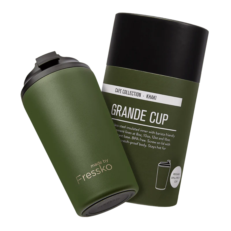 Fressko Grande 475ml / 16oz Cup - Stainless Steel - Khaki