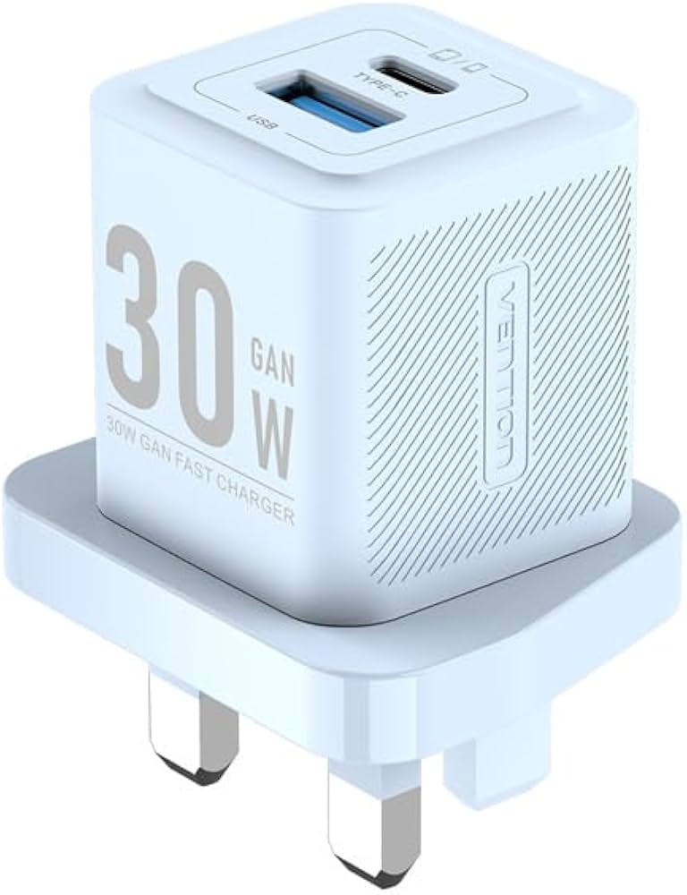 Vention 2-Port Wall Charger USB (C + A) 30W/30W with USB-C to USB-C Cable 1M (White)
