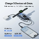 Vention Mini 10000mAh Power Bank (USB-C + USB-A) with Built-in USB-C Cable & Apple Watch Charging 22.5W (Gray)