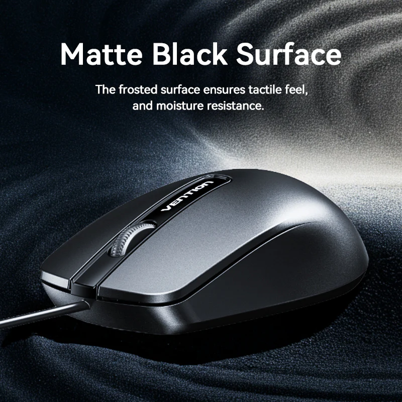 Vention 3-Button USB Wired Computer Mouse 1.5M (Black)