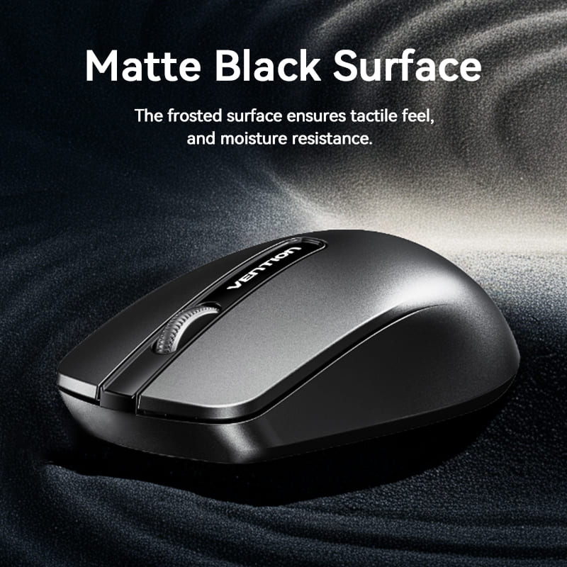 Vention 3-Button Wireless Computer Mouse with USB Receiver (Black)