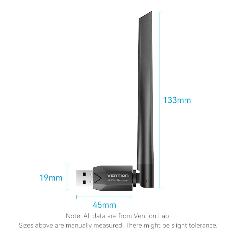 Vention AC650 USB Wi-Fi Dual Band Adapter (Black)