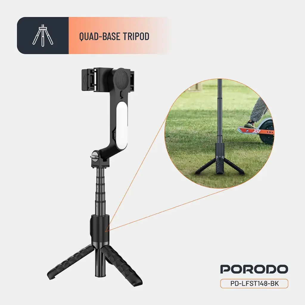 Porodo QuadBase Gimbal Stabilizer (Black)