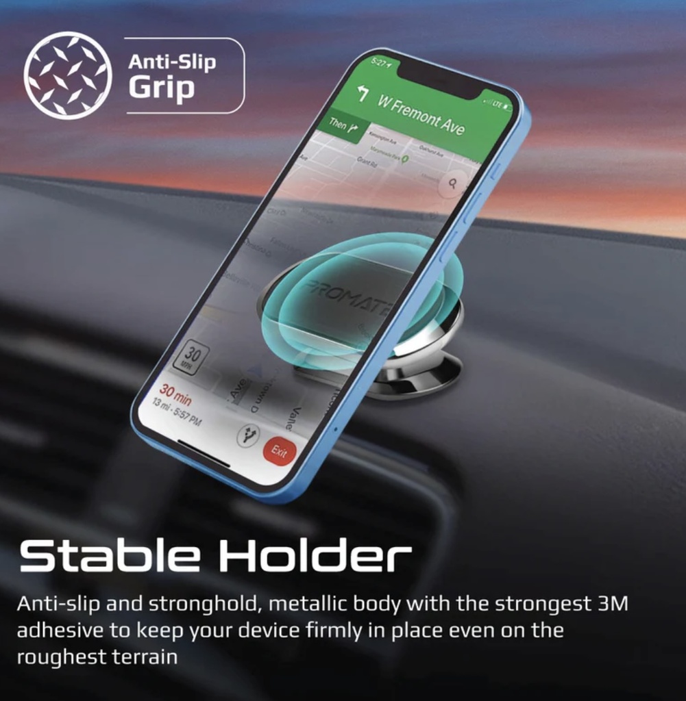 Promate 360° Cradleless MagSafe Compatible Smartphone Mount  Secure Anti-Slip Mount (Black)