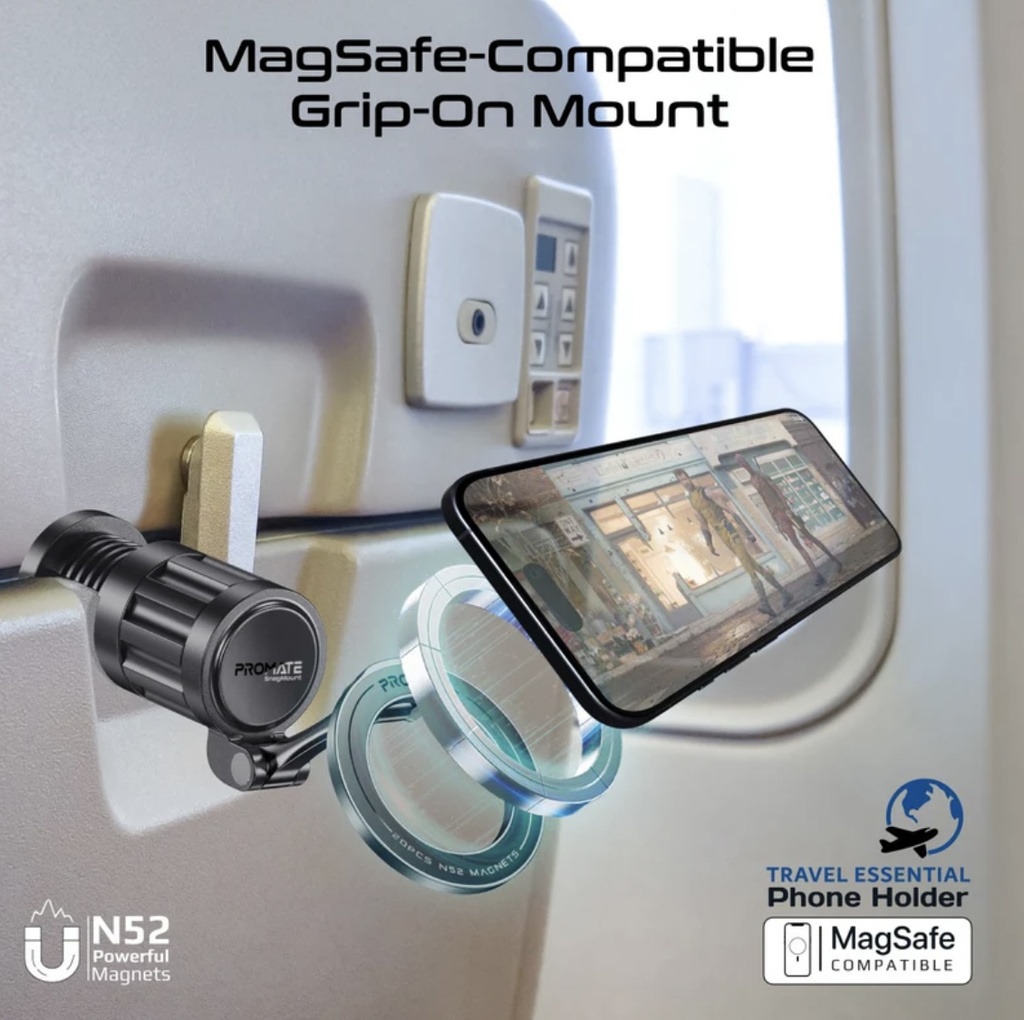 Promate 360° Rotating Magnetic Smartphone Grip-On Mount (Black)