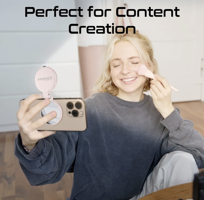 Promate MagSafe LED Ring Light 360° Rotatable (Rose Gold) 
