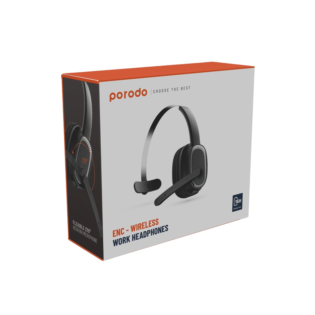 Porodo ENC Wireless Work Headphone (Black)