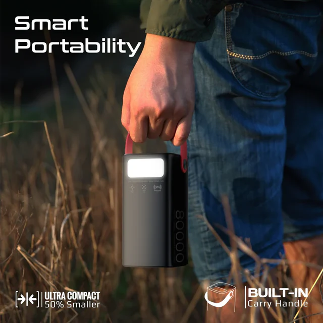 Promate 100W PD High-Capacity Quick Charge 3.0 Port Power Pack 80000mAh (Black)