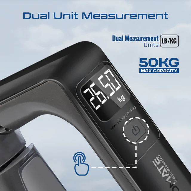 Promate Digital Handheld Luggage Scale • 50Kg Max Capacity (Black)