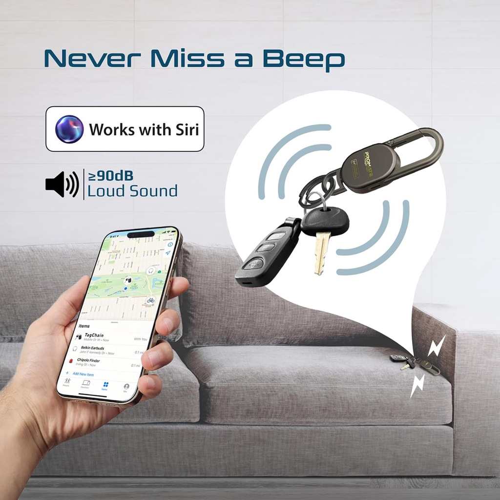 Promate Smart Keychain with Apple Find My Locator  (Titanium)
