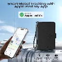 Promate Slim Leather Passport Holder with RFID Protection & Smart Tracking (Black)