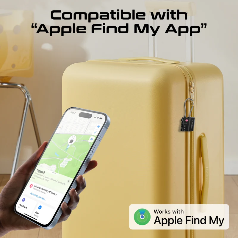 Promate Smart Lock Tracking TSA Approved works with Apple Find My (Black)